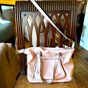 Light pink vegan roomy purse / shoulder bag
